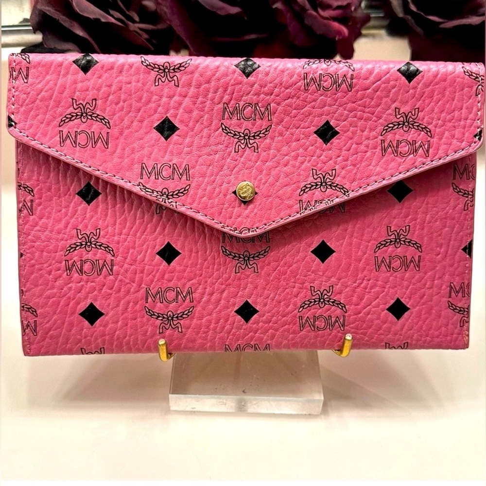 MCM Pink Logo Envelope Pouch -New. Additional colors available.